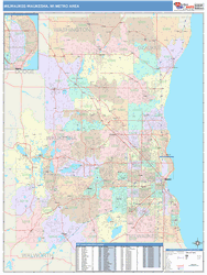 Milwaukee-Waukesha Metro Area, WI Zip Code Maps Color Cast Style
