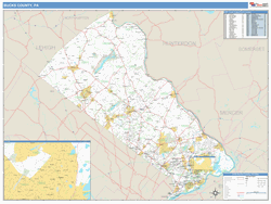 Bucks County, PA Population Zip Code Wall Map by MarketMAPS