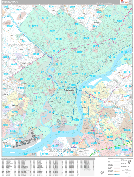Philadelphia Pennsylvania Zip Code Maps Premium