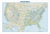 US Interstate Wall Map