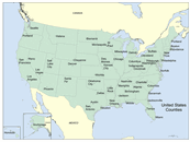 USA County Outline Map