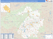 Greenville-Spartanburg, SC-Asheville, NC-Anderson, SC DMR Wall Map Basic Style