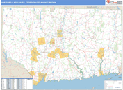 Hartford & New Haven, CT DMR Wall Map Basic Style