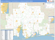 Mobile, AL-Pensacola (Ft. Walton Beach), FL DMR Wall Map Basic Style