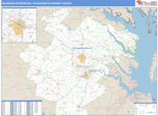 Richmond-Petersburg, VA DMR Wall Map Basic Style