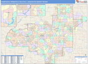 Champaign & Springfield-Decatur, IL DMR Wall Map Color Cast Style