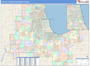 Chicago, IL DMR Wall Map Color Cast Style