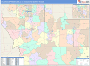 Colorado Springs-Pueblo, CO DMR Wall Map Color Cast Style