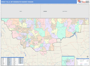 Great Falls, MT DMR Wall Map Color Cast Style