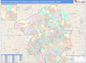 Greenville-Spartanburg, SC-Asheville, NC-Anderson, SC DMR Wall Map Color Cast Style