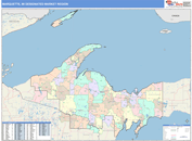 Marquette, MI DMR Wall Map Color Cast Style