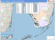 Miami-Ft. Lauderdale, FL DMR Wall Map Color Cast Style