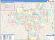 Montgomery (Selma), AL DMR Wall Map Color Cast Style