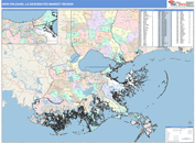 New Orleans, LA DMR Wall Map Color Cast Style