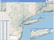 New York, NY DMR Wall Map Color Cast Style