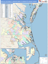 Norfolk-Portsmouth-Newport News, VA DMR Wall Map Color Cast Style