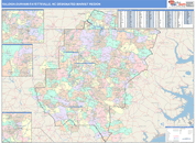 Raleigh-Durham (Fayetteville), NC DMR Wall Map Color Cast Style