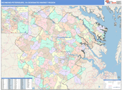 Richmond-Petersburg, VA DMR Wall Map Color Cast Style