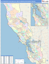San Francisco-Oakland-San Jose, CA DMR Wall Map Color Cast Style