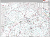 Harrisburg-Lancaster-Lebanon-York, PA DMR Wall Map Premium Style