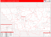 Bakersfield, CA DMR Wall Map Red Line Style