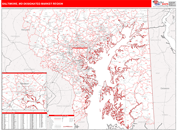 Baltimore, MD DMR Wall Map Red Line Style