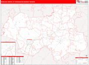 Bowling Green, KY DMR Wall Map Red Line Style