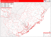 Charleston, SC DMR Wall Map Red Line Style
