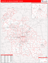 Charlotte, NC DMR Wall Map Red Line Style