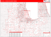 Chicago, IL DMR Wall Map Red Line Style