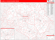 Columbia, SC DMR Wall Map Red Line Style