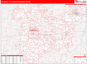 Columbus, OH DMR Wall Map Red Line Style