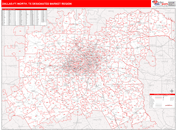 Dallas-Ft.Worth, TX DMR Wall Map Red Line Style