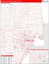 Detroit, MI DMR Wall Map Red Line Style