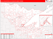 Duluth, MN-Superior, WI DMR Wall Map Red Line Style