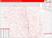 Fargo-Valley City, ND DMR Wall Map Red Line Style