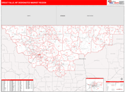 Great Falls, MT DMR Wall Map Red Line Style