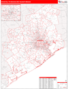 Houston, TX DMR Wall Map Red Line Style