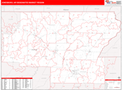 Jonesboro, AR DMR Wall Map Red Line Style