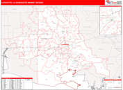 Lafayette, LA DMR Wall Map Red Line Style