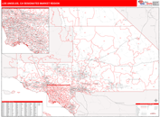 Los Angeles, CA DMR Wall Map Red Line Style
