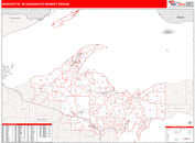 Marquette, MI DMR Wall Map Red Line Style