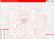 Memphis, TN DMR Wall Map Red Line Style