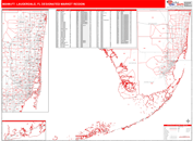 Miami-Ft. Lauderdale, FL DMR Wall Map Red Line Style