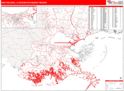 New Orleans, LA DMR Wall Map Red Line Style
