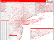 New York, NY DMR Wall Map Red Line Style