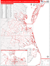 Norfolk-Portsmouth-Newport News, VA DMR Wall Map Red Line Style