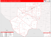 Odessa-Midland, TX DMR Wall Map Red Line Style