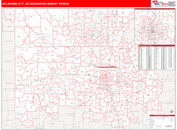 Oklahoma City, OK DMR Wall Map Red Line Style