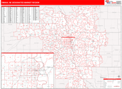 Omaha, NE DMR Wall Map Red Line Style